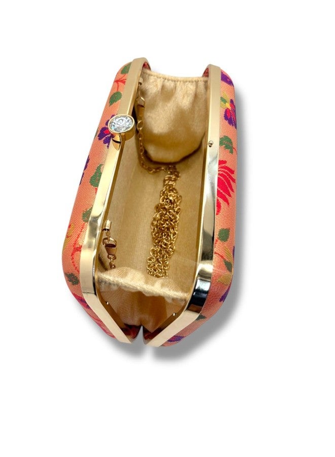 Firstdemand Traditional Handicraft Paithani Clutch Purse for Women, Elegant Design Sling Bag for Bridal, Party, Wedding Indian Ethnic Handbag - Image 4